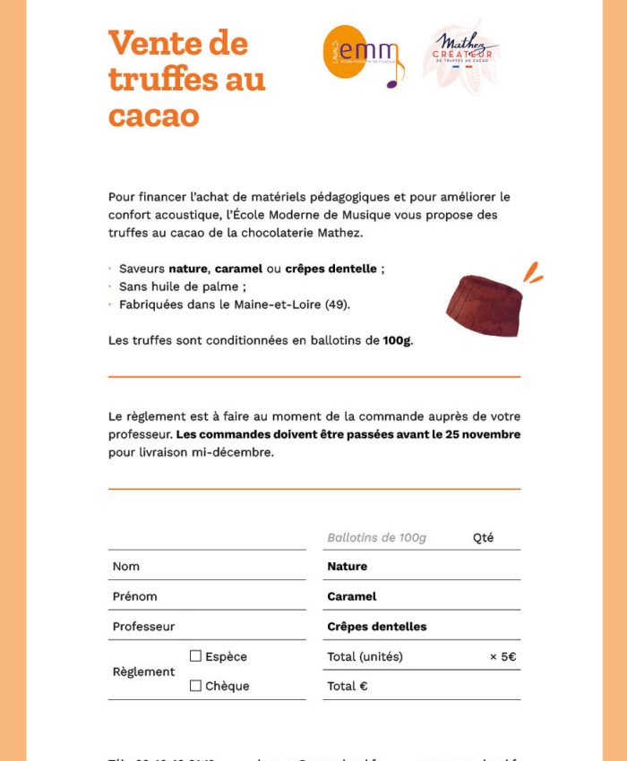 Vente de truffes au cacao